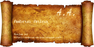 Ambrus Anina névjegykártya
